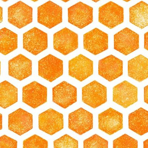 Deep Orange Textured Hexagons