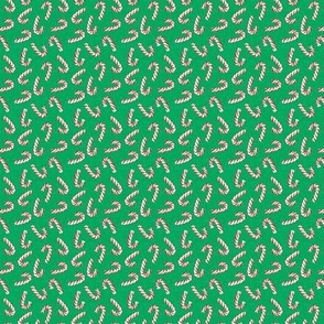 (micro scale) candy canes on green - C21