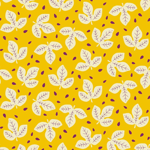 Passion Leaves, Cream on Yellow, Large
