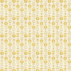 Boho Sunshine Micro- Yellow on Off White Background- Bohemian Mid Century Sun- Mid Mod Sunburst- Summer- Goldenrod Yellow- Dandelion- Sunflower- Rainbow- Linen Texture- Blender- Small Scale- Baby- Kids- Face Mask