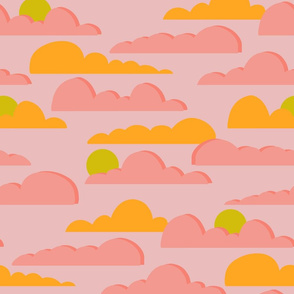 sunset clouds on soft pink