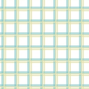 Scandi Plaid - Aqua, Gold on White