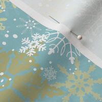 Let it Snow - Gold/White Snowflakes on Lt. Aqua Blue 