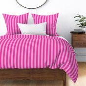 Large Vertical Awning Stripe Pattern - Flirty Magenta and Lavender Rose