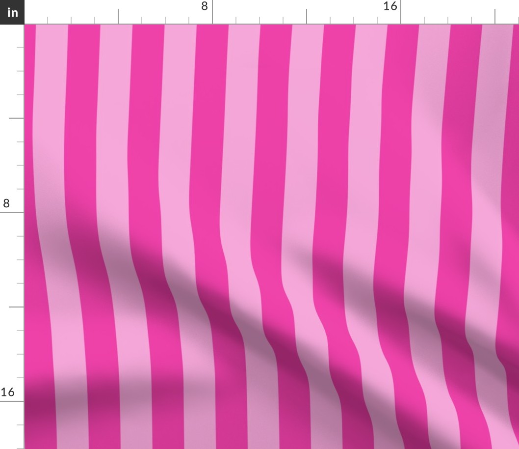 Large Vertical Awning Stripe Pattern - Flirty Magenta and Lavender Rose