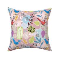 Scandi Flower Valley- Pastels on Light Pink 