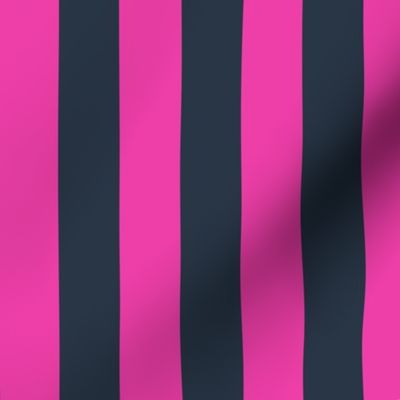 Large Vertical Awning Stripe Pattern - Flirty Magenta and Medium Charcoal