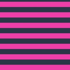 Horizontal Awning Stripe Pattern - Flirty Magenta and Medium Charcoal