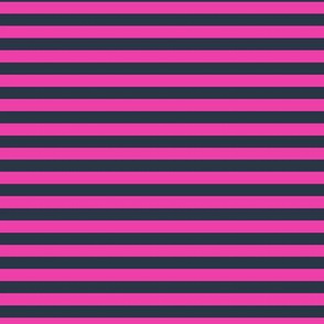 Horizontal Bengal Stripe Pattern - Flirty Magenta and Medium Charcoal