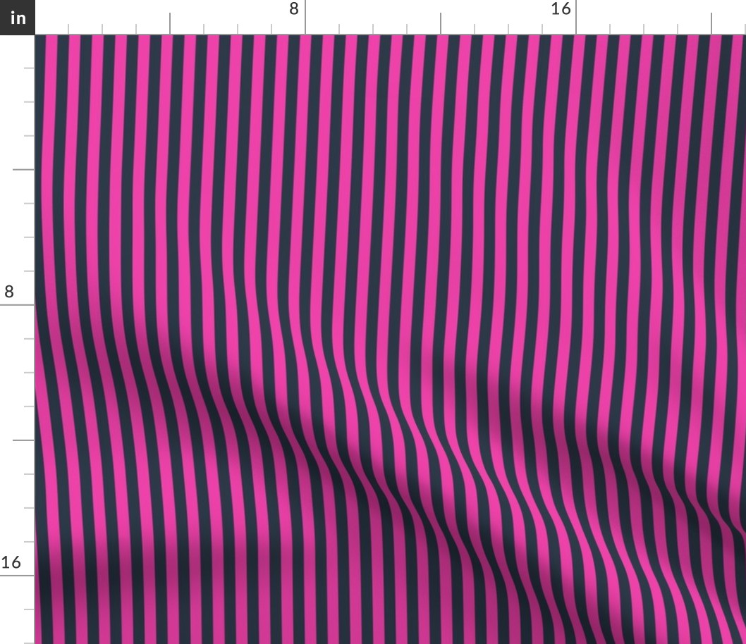 Vertical Bengal Stripe Pattern - Flirty Magenta and Medium Charcoal
