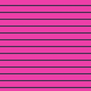 Horizontal Pin Stripe Pattern - Flirty Magenta and Medium Charcoal
