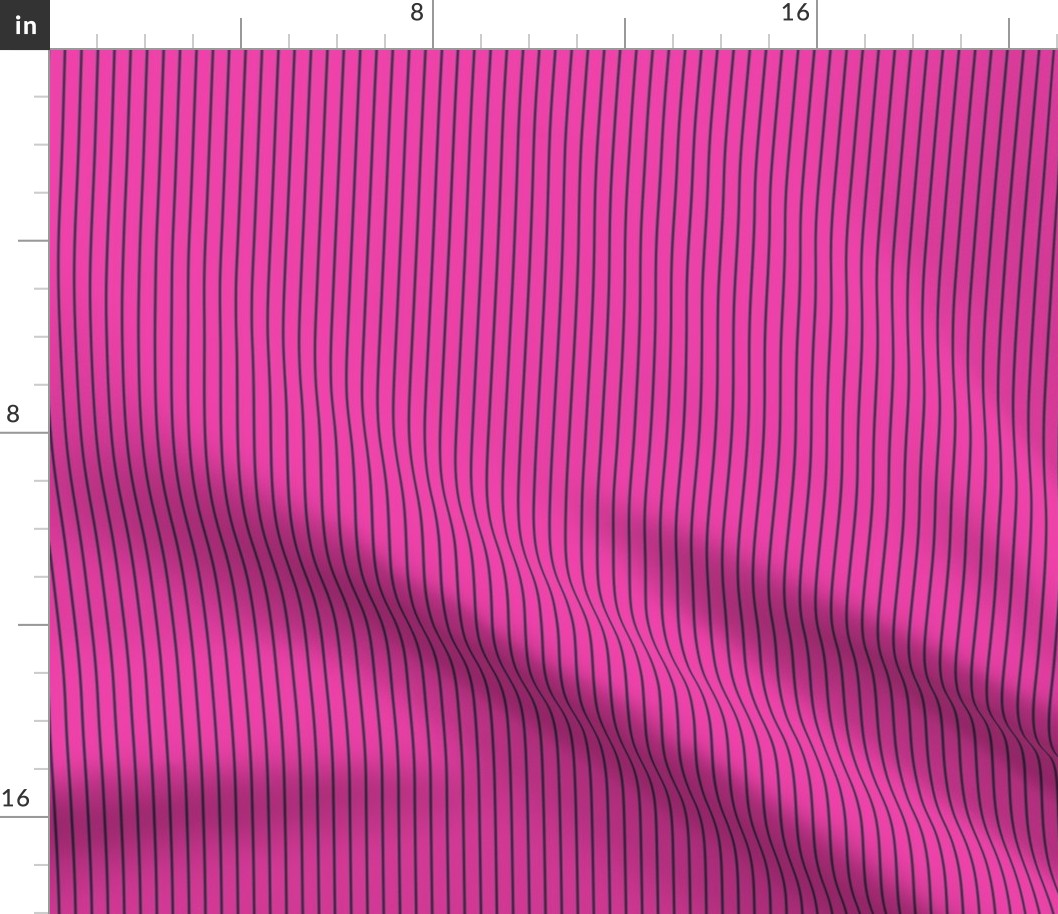 Small Vertical Pin Stripe Pattern - Flirty Magenta and Medium Charcoal