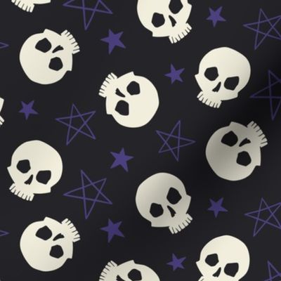 Ditsy Halloween Stars & Skulls, dark, Large