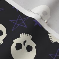 Ditsy Halloween Stars & Skulls, dark, Large