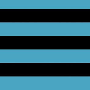 Large Horizontal Awning Stripe Pattern - Blueberry Sorbet and Black