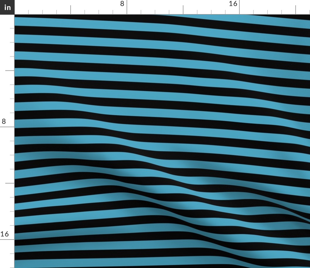 Horizontal Awning Stripe Pattern - Blueberry Sorbet and Black