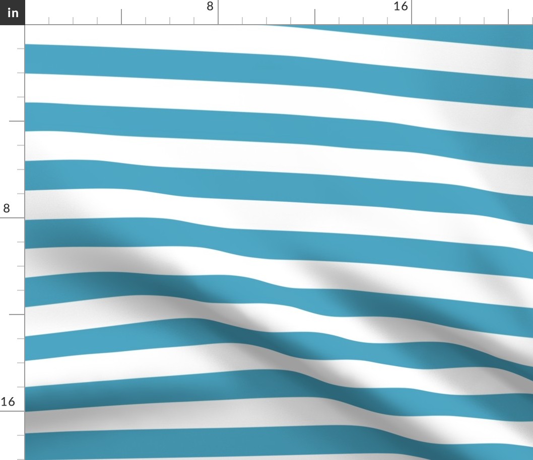 Large Horizontal Awning Stripe Pattern - Blueberry Sorbet and White