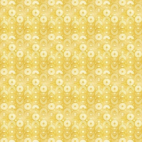 Boho Sunshine- White on Yellow Background- Bohemian Mid Century Sun- Mid Mod Sunburst- Summer- Goldenrod Yellow- Dandelion- Sunflower- Rainbow- Linen Texture-Micro-Blender- Small Scale- Baby- Kids- Face Mask