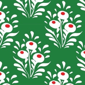 kelly green red folk floral 