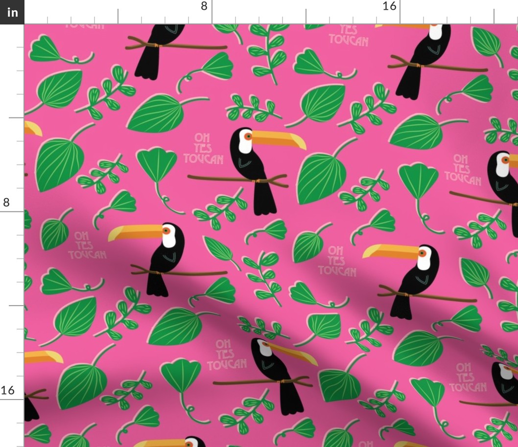 Oh Yes Toucan Tropical Bird Print with Puns on Pink