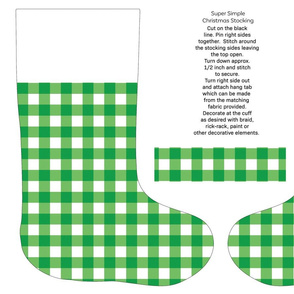 Green Large Gingham  cut and sew stocking
