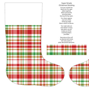 red,green,gold,plaid cut and sew stocking