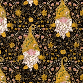 Flowering Gnomes Black and Gold Large scale