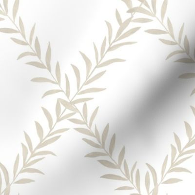 Custom Erin Leafy Trellis beige leafy trellsi on white