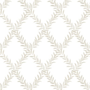 Custom Erin Leafy Trellis beige leafy trellsi on white