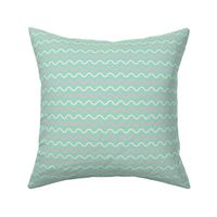 Retro Waves Stripes Mint Cotton Candy Pink and Vintage off white Dark