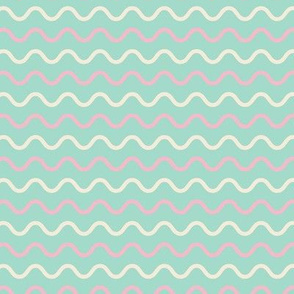 Retro Waves Stripes Mint Cotton Candy Pink and Vintage off white Dark