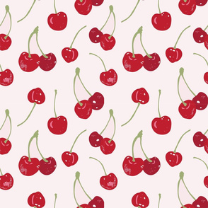 Summer Cherries on Plain Background