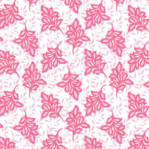 Boho tossed leaves pink and white by Jac Slade