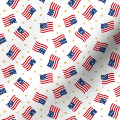 American Flag - USA -  stars & flags - white  - C21