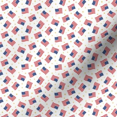 (micro scale) American Flag - USA -  stars & flags - white  - C21