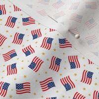 (micro scale) American Flag - USA -  stars & flags - white  - C21