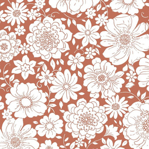 Camilla Vintage Floral Rust - large scale