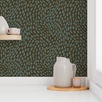 rhythmic dots blender print green on brown // medium scale