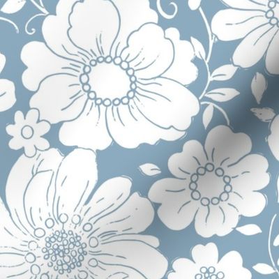 Camilla Vintage Floral Sky - large scale