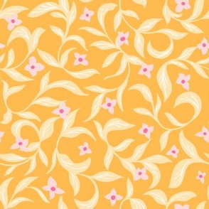 Floral Twist sunshine orange by Jac Slade