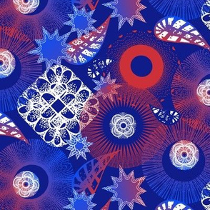 Red White & Blue Donut Paisley Fun