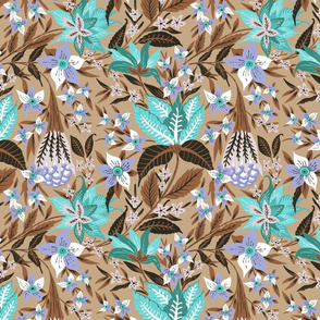 Boho Chintz Neutral Teal by Jac Slade