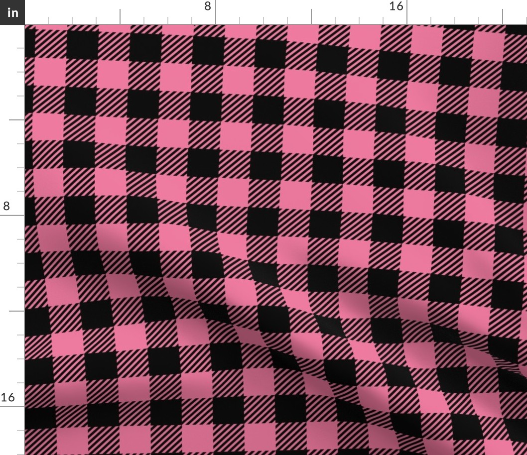 Carnation Pink Buffalo Check Plaid