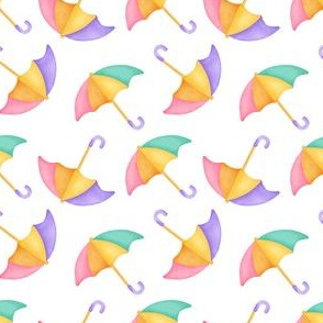 Umbrella Toss Colorful White 
