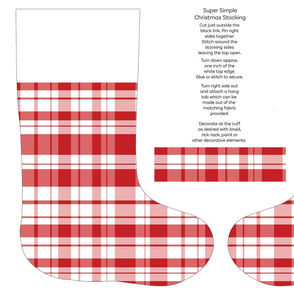 Candy cane plaid cut and sew stocking