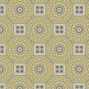 Mandala , Yellow And Gray , Small