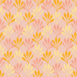 Palms fronds pink yellow by Jac Slade