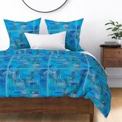 Blues Geometrics cut sew pillow/placemats