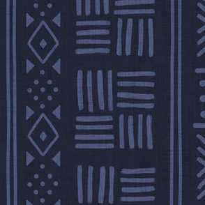 Indigo Blue Mudcloth Geometric Motifs 1 - jumbo