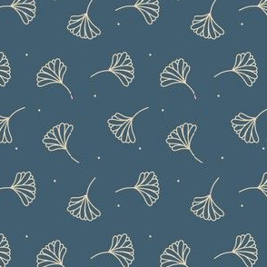 Simple Flowers Tan on Navy